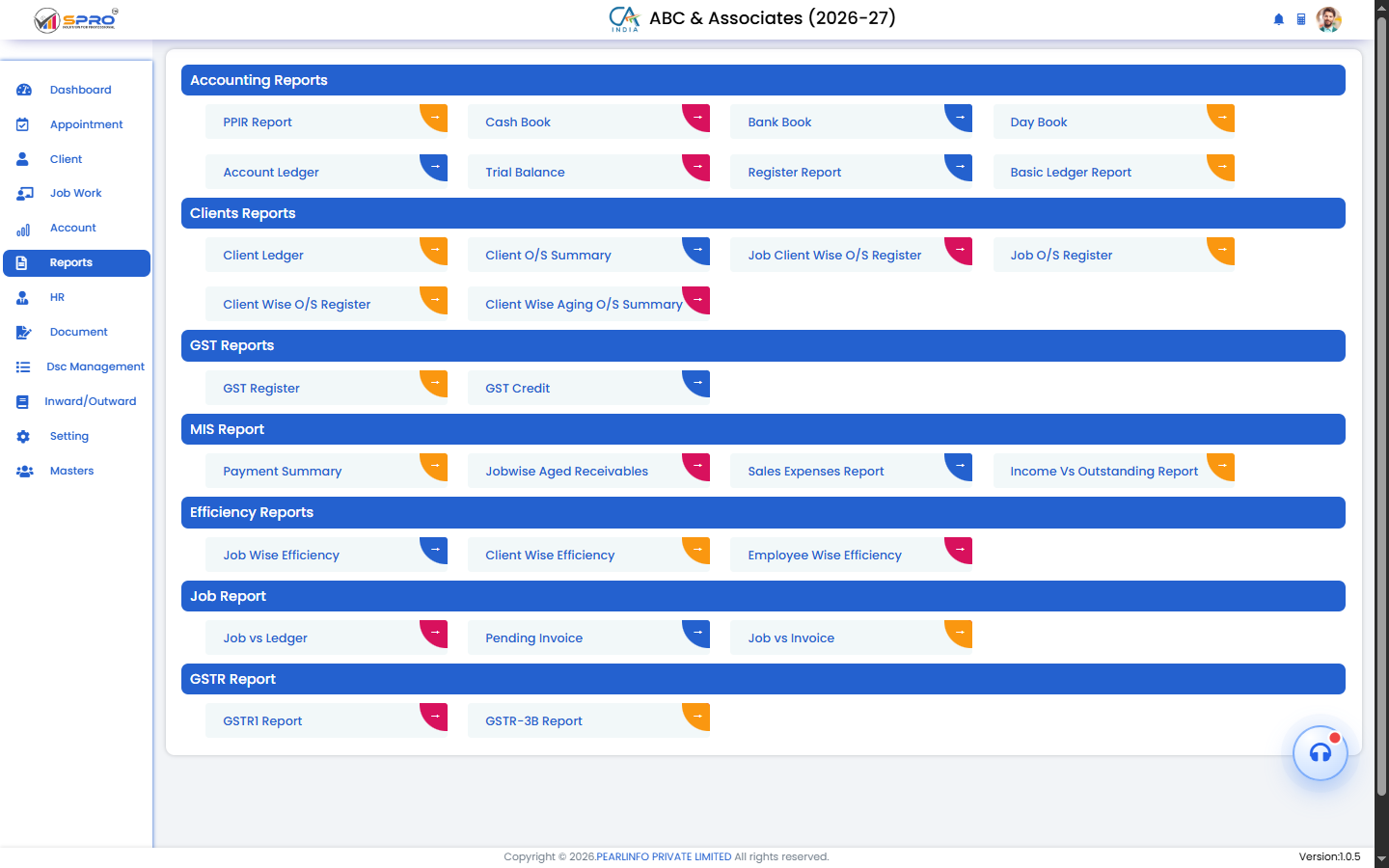 SPRO Cloud practice reports and analytics